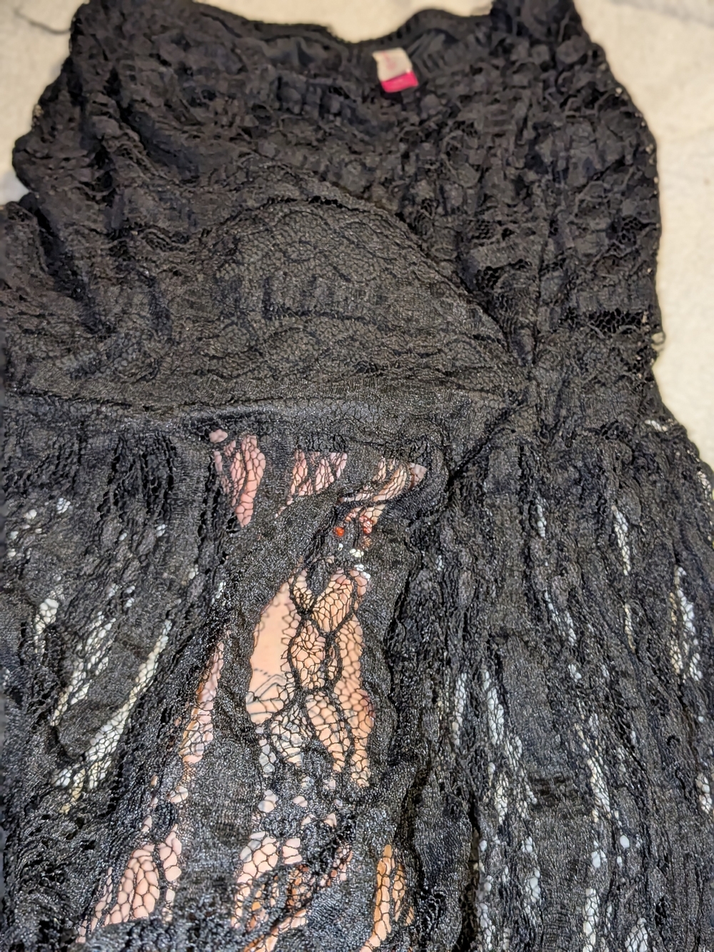 No Boundaries Black Lace Maxi Skirt with Fringe - Picture 2 of 3